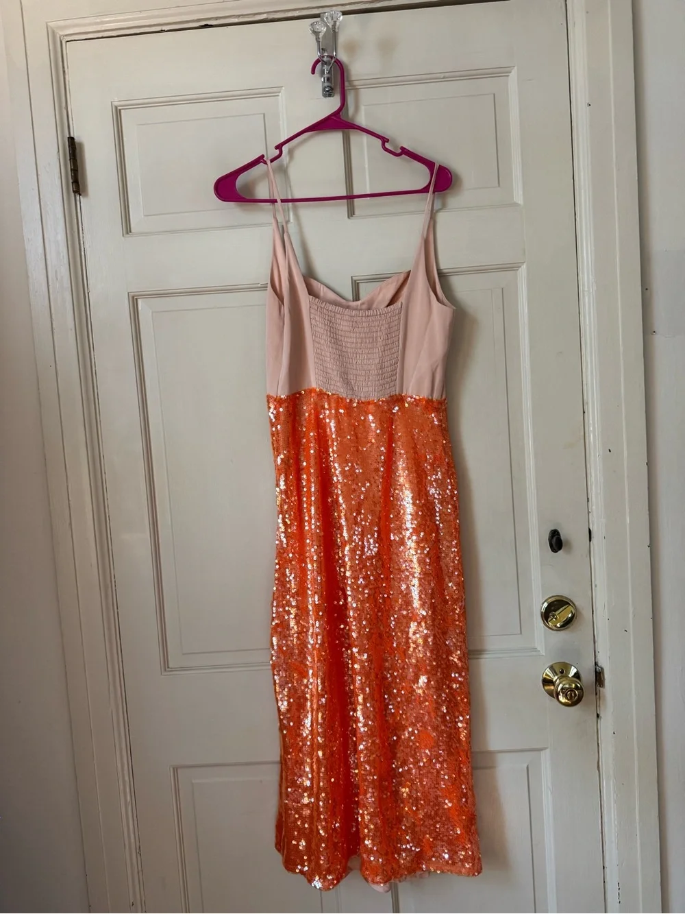 Anthropologie Orange Sequin Midi Skirt with Side Slit - Picture 10 of 10
